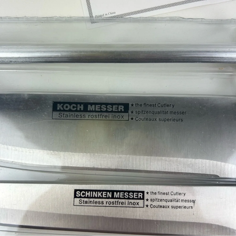 VTG '2002' NOS Messer Rostfrei Inox Knife Set (5 knifes, 1 sharpener, 1 board)
